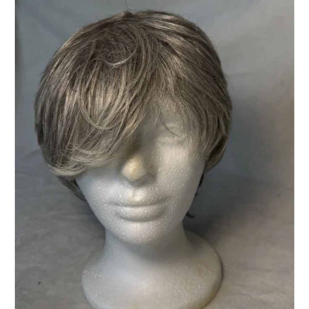 Elura Blend Short Pixie Synthetic Wig Gray/Silver Straight Classic Cap Strap